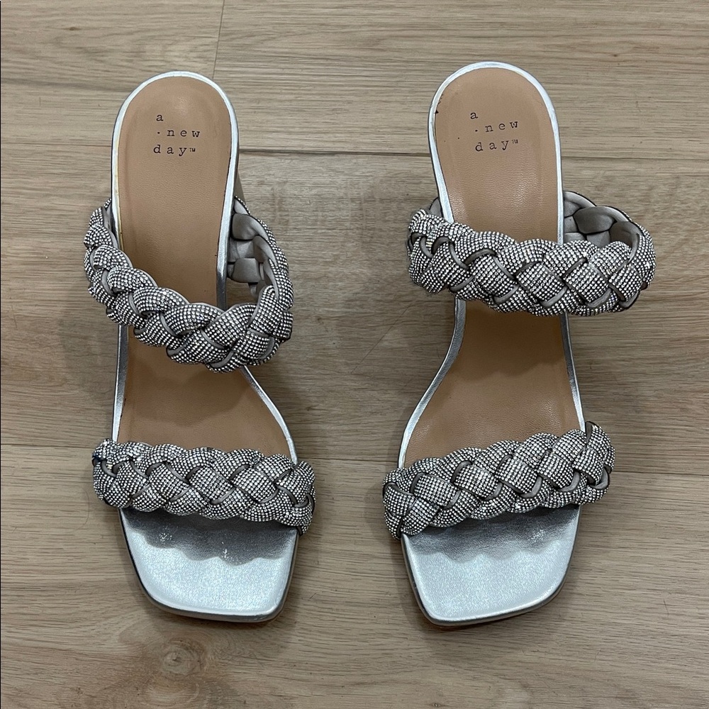 A New Day Women's Braided Sandals - Silver and Black